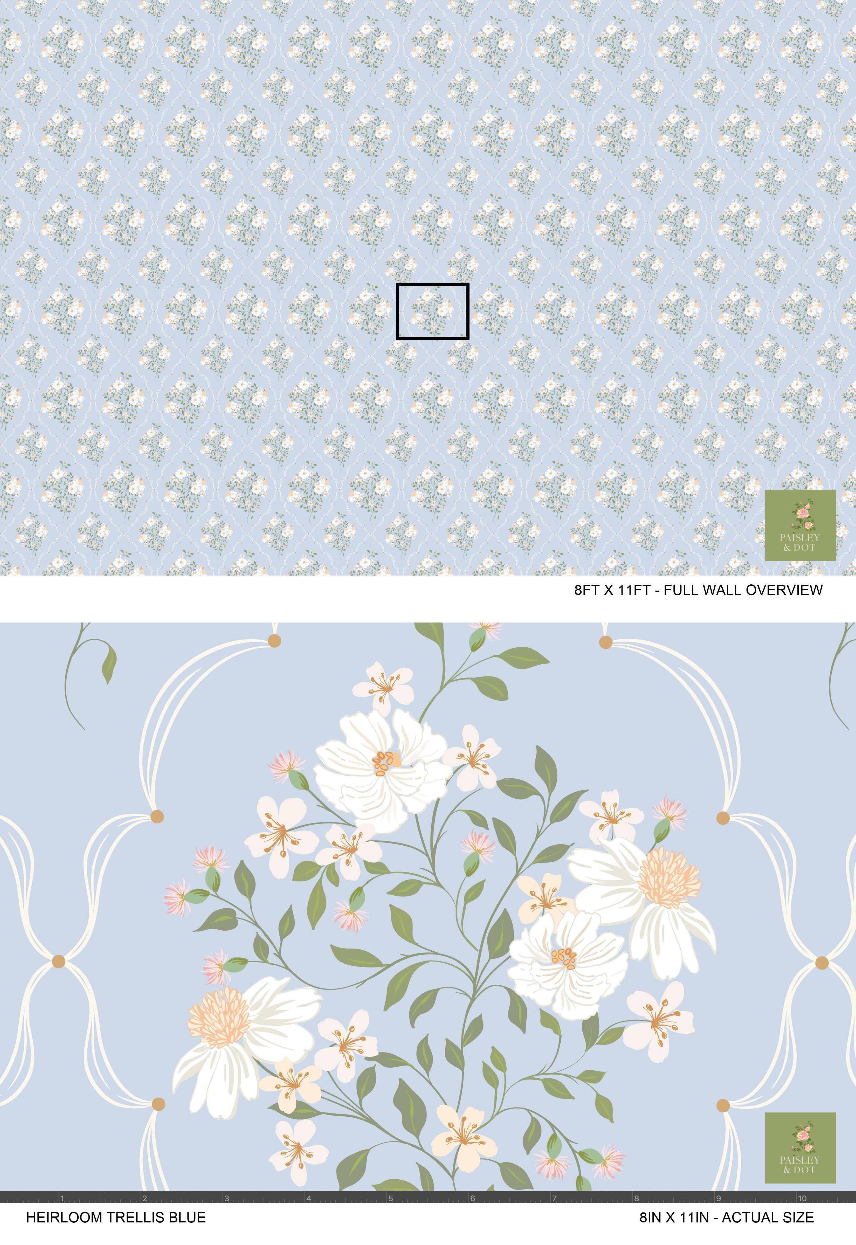 Heirloom Trellis Wallpaper_Blue