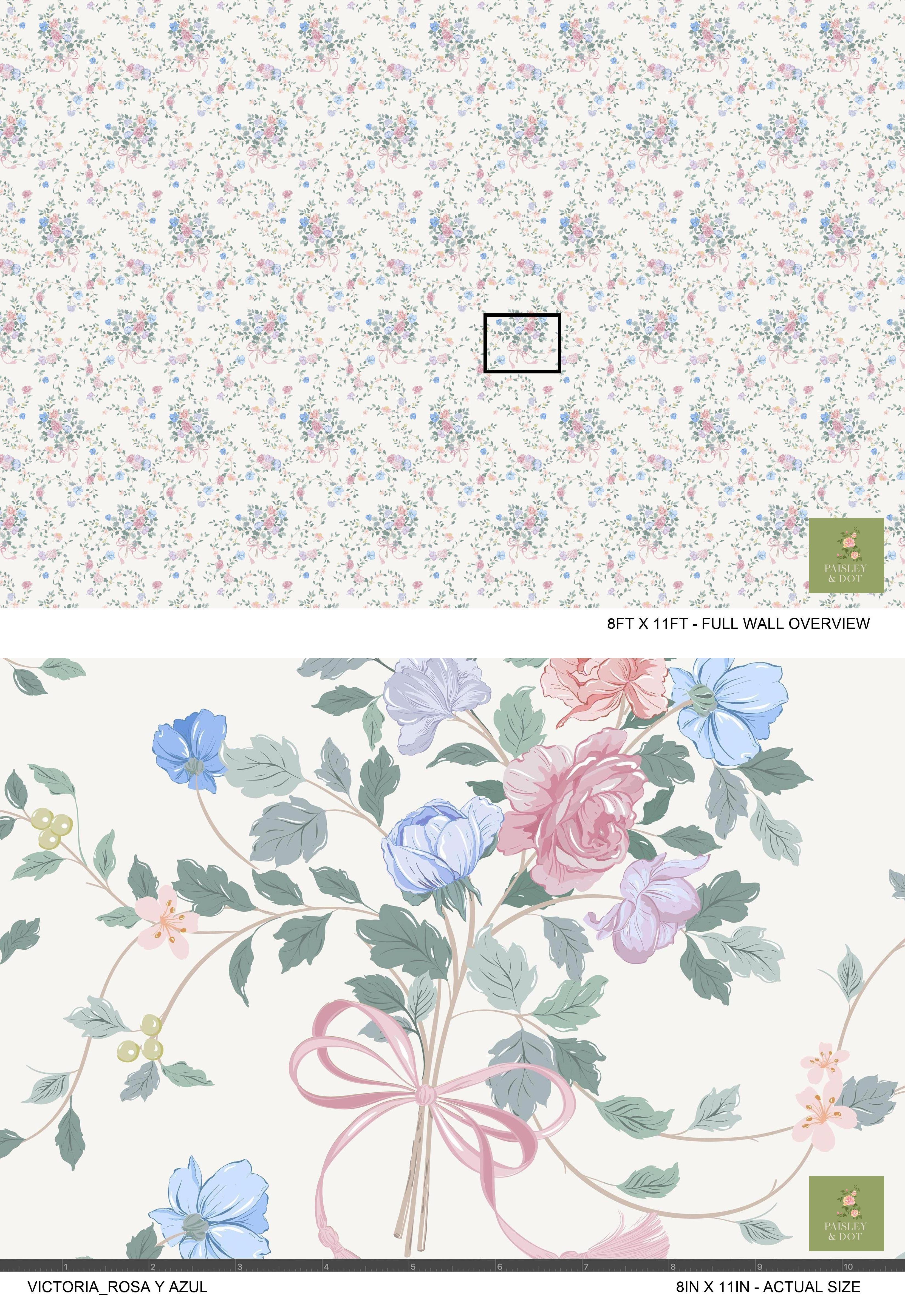 Victoria_Pink and Blue Rose Wallpaper