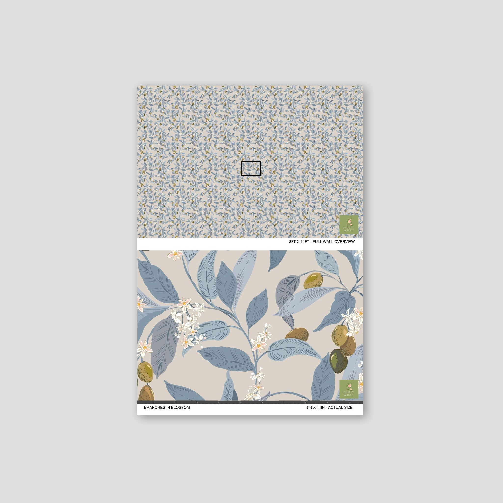 Branches in Blossom Wallpaper _Blue