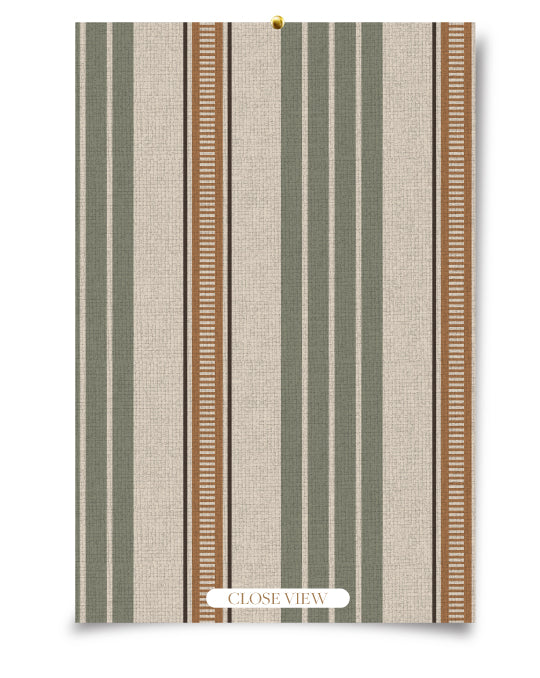 Worldly Stripe _Green Wallpaper