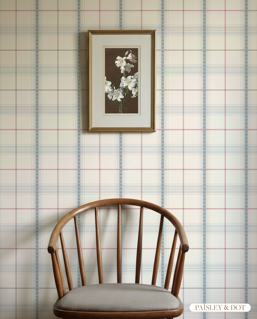 Amelia Plaid Wallpaper _ Light Beige