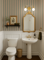 Worldly Stripe _Green Wallpaper