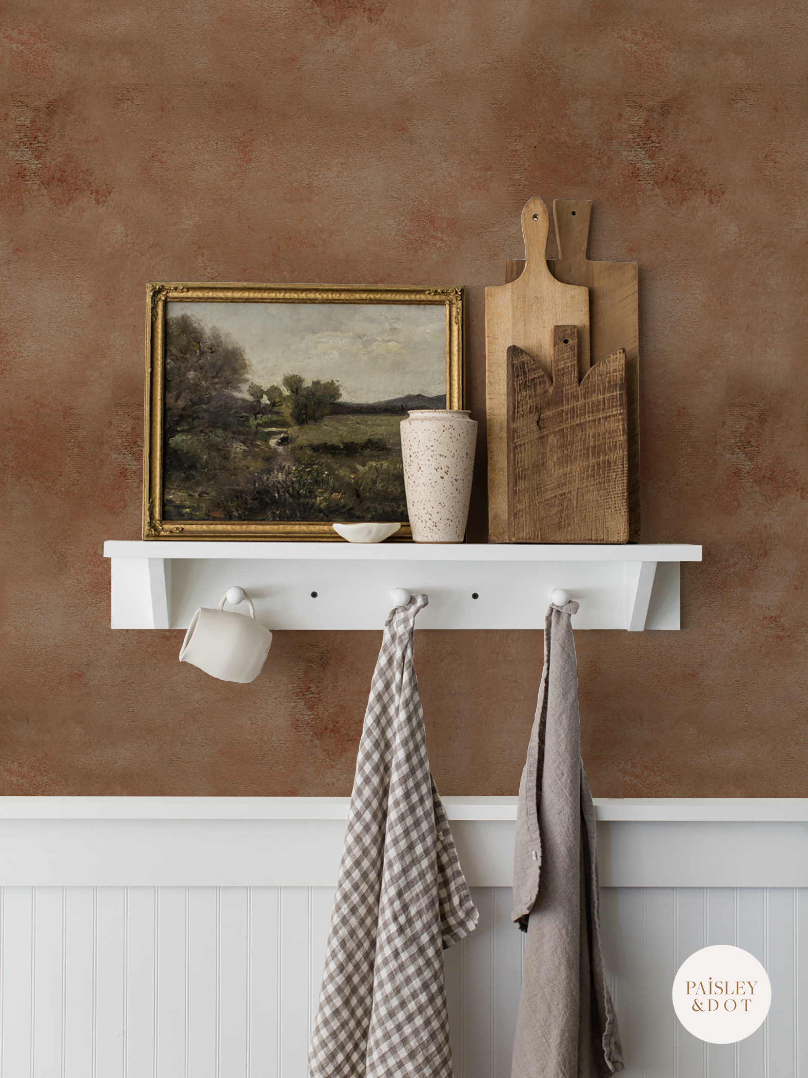Rustica Limewash Wallpaper _Terra Cotta
