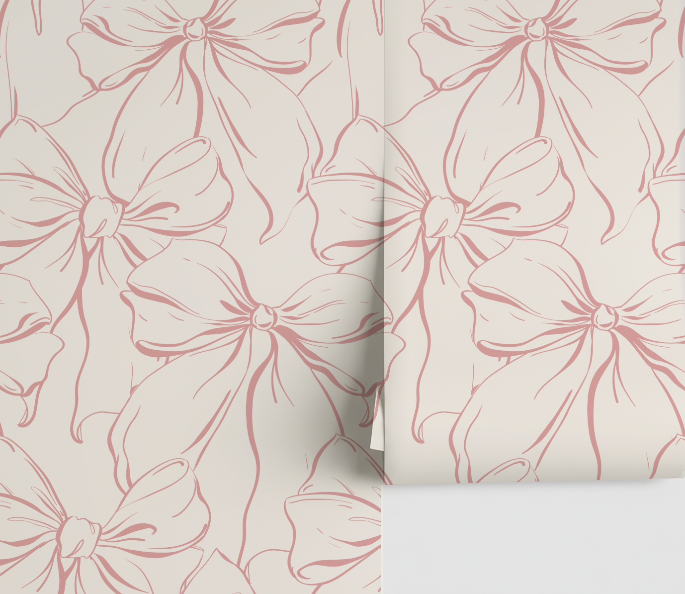 Charlie's Bow - Dusty Pink Bow Nursery Wallpaper