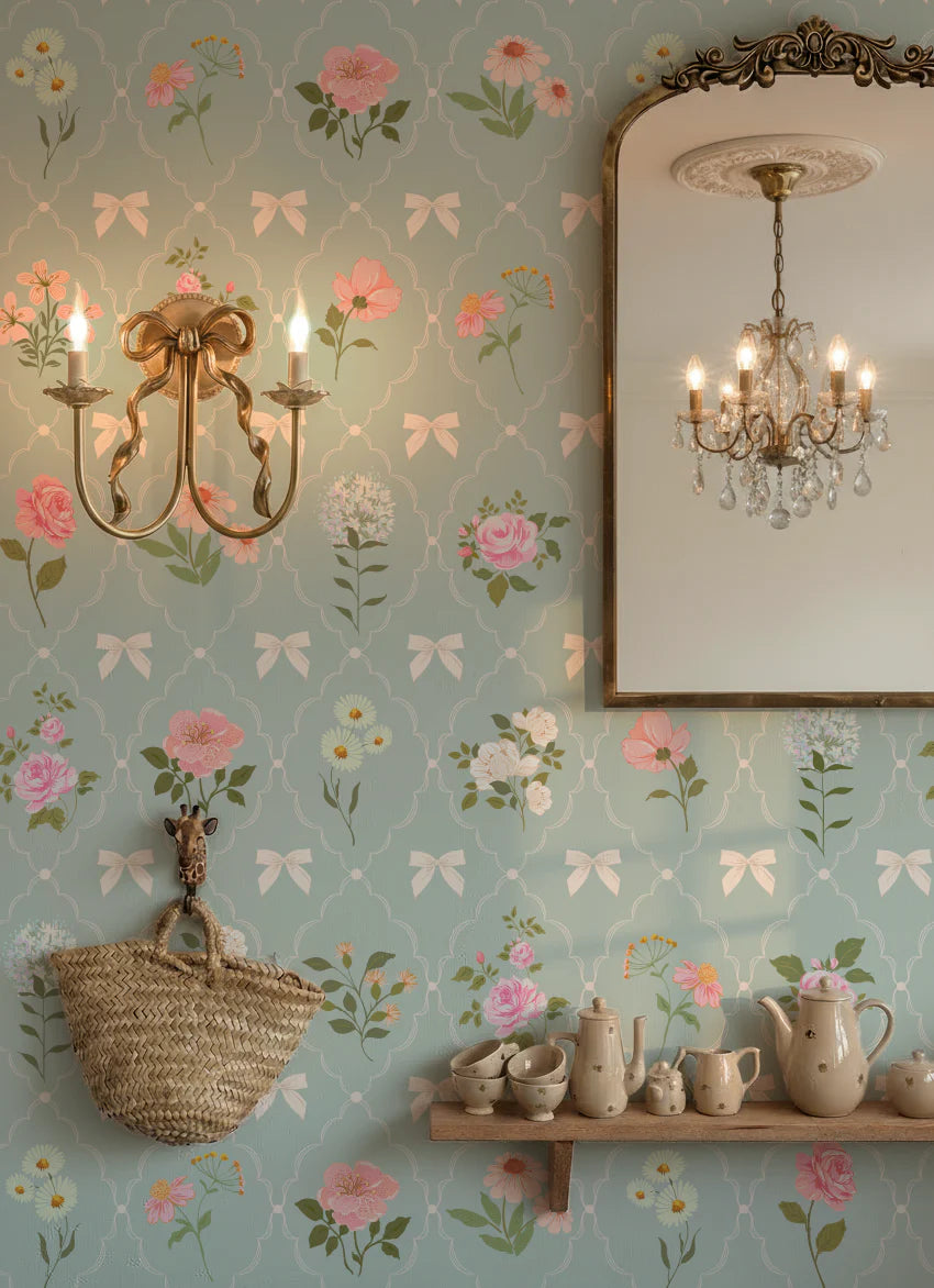 Adeline Ogee Floral Wallpaper_Seafoam