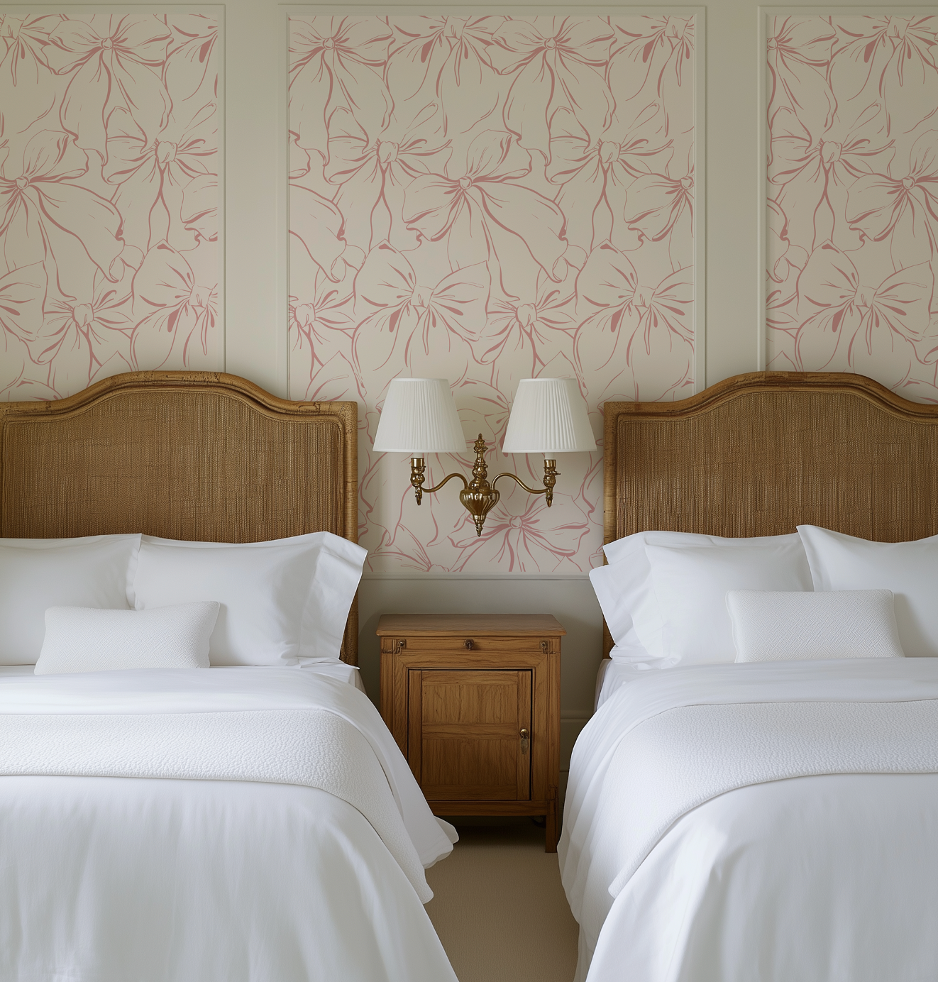 Charlie's Bow - Dusty Pink Bow Nursery Wallpaper