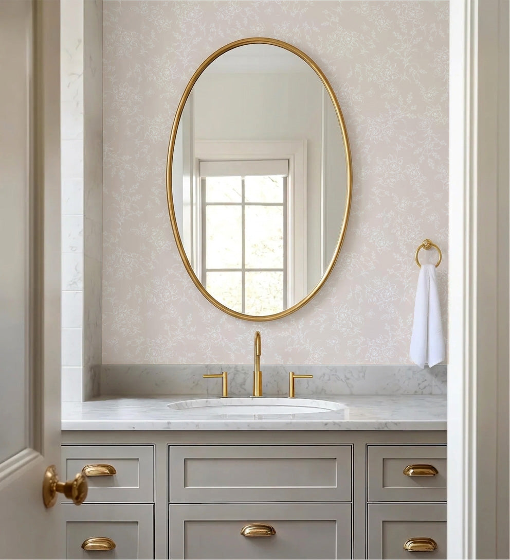 Sophie Rose Toile Wallpaper _Light Blush