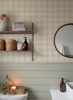 Claudette Plaid in Sage Wallpaper