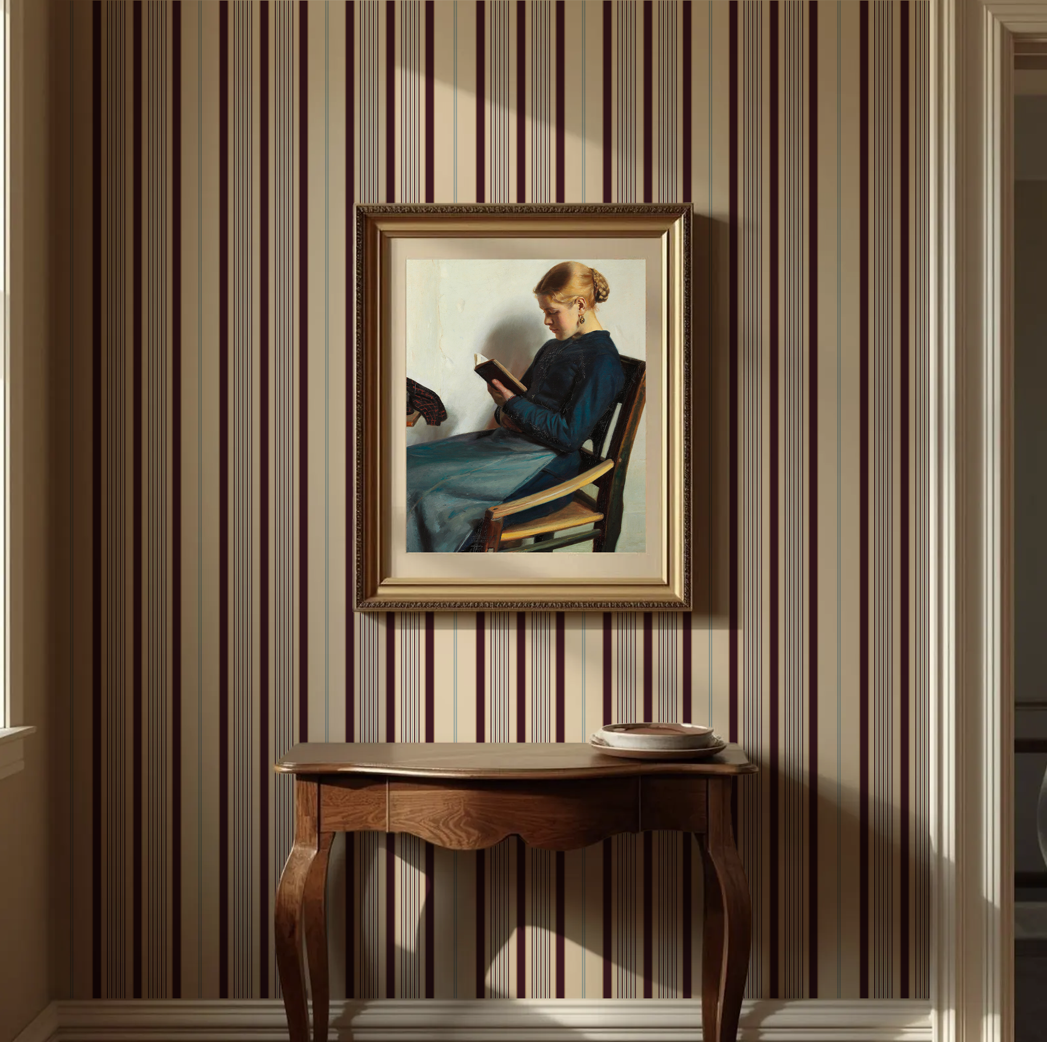 Bently Stripe Wallpaper_Burgundy