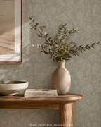 Sophie Rose Toile Wallpaper _ Eucalyptus Green