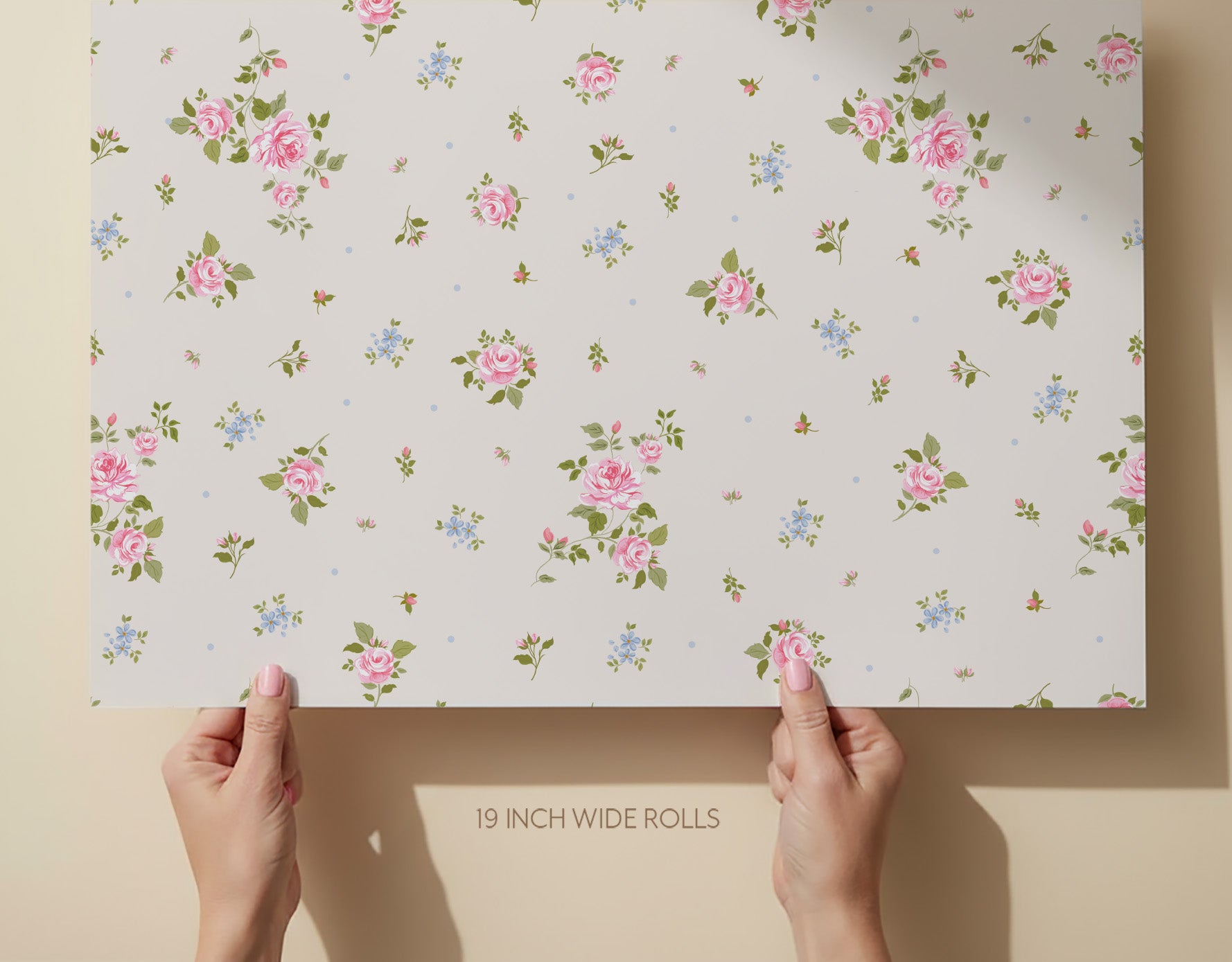 Rosie's Roses Wallpaper _Cream Pink