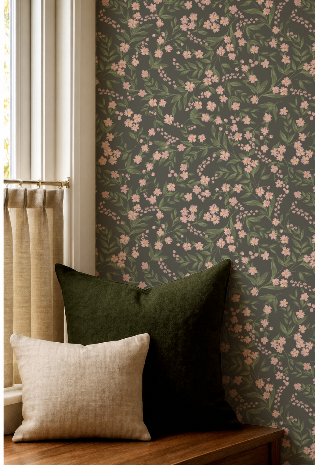 Daphne Wallpaper _Olive Green