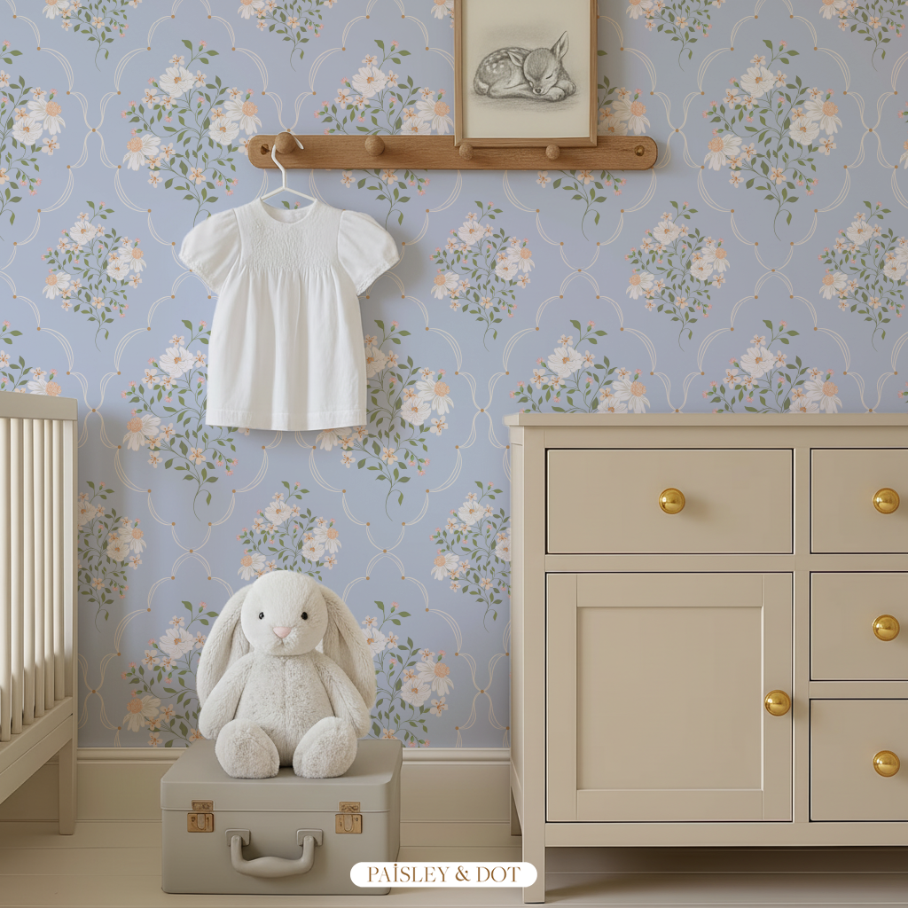 Heirloom Trellis Wallpaper_Blue