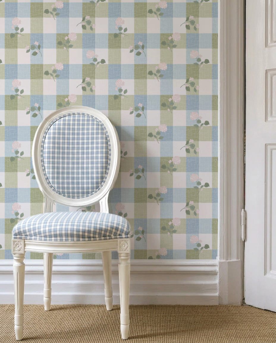 Millie Floral Gingham Wallpaper