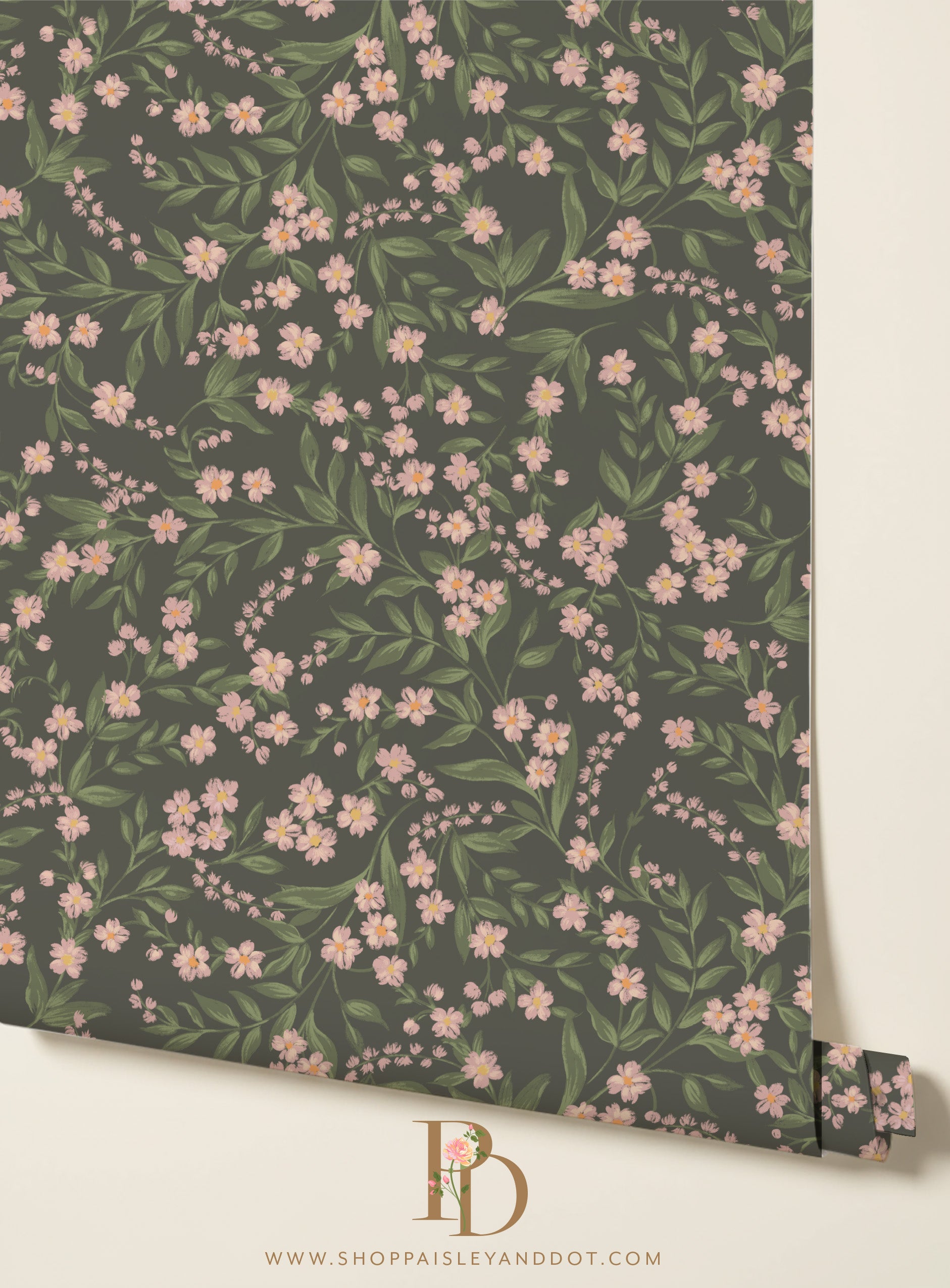 Daphne Wallpaper _Olive Green