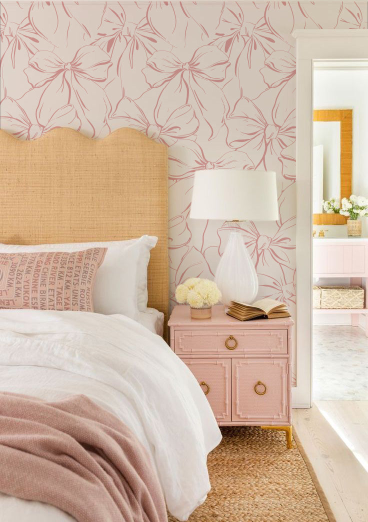 Charlie's Bow - Dusty Pink Bow Nursery Wallpaper