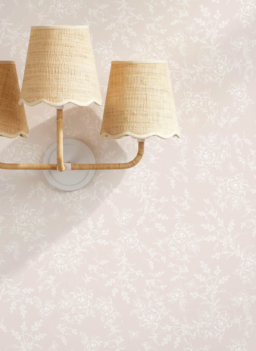 Sophie Rose Toile Wallpaper _Light Blush