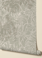 Amazonia Flora_ Gray Sage Wallpaper